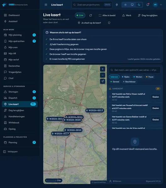 Live map of the field team