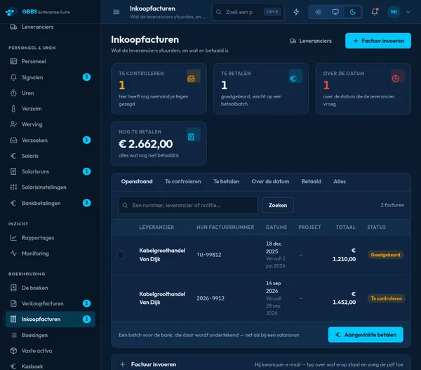 Purchase invoices and payment batches