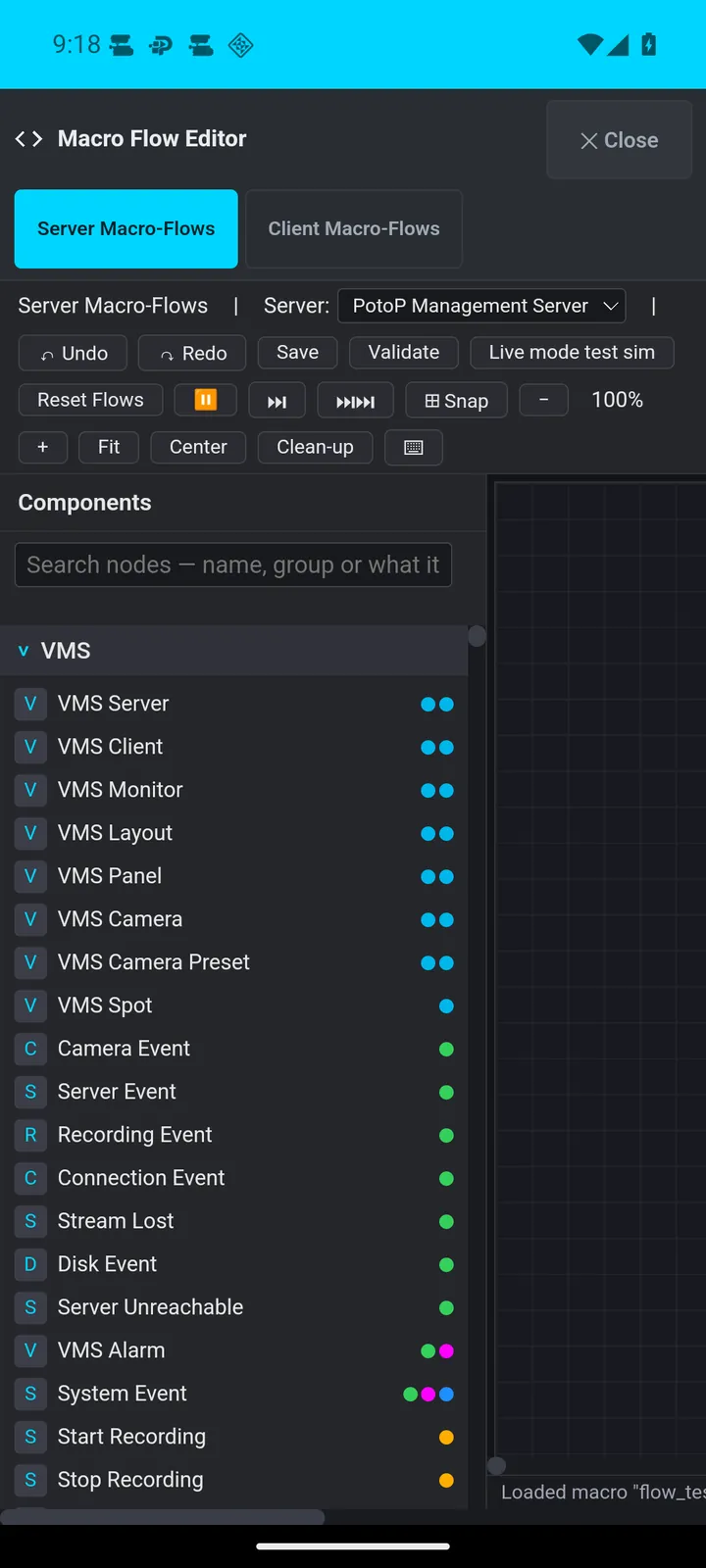 Macro flow editor