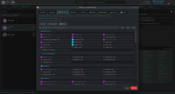 Direct permissions on a user