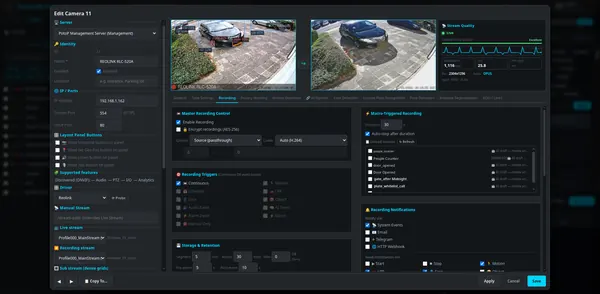 Recording rules per camera